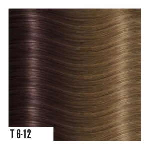 Color de las extensiones de pelo californianos T6.12 Castaño Claro/Rubio Claro Dorado