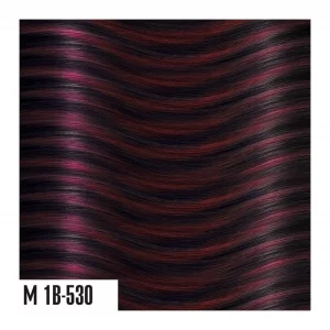 Color de las extensiones de pelo mechado M1B.530 Negro/Rojo Rubí